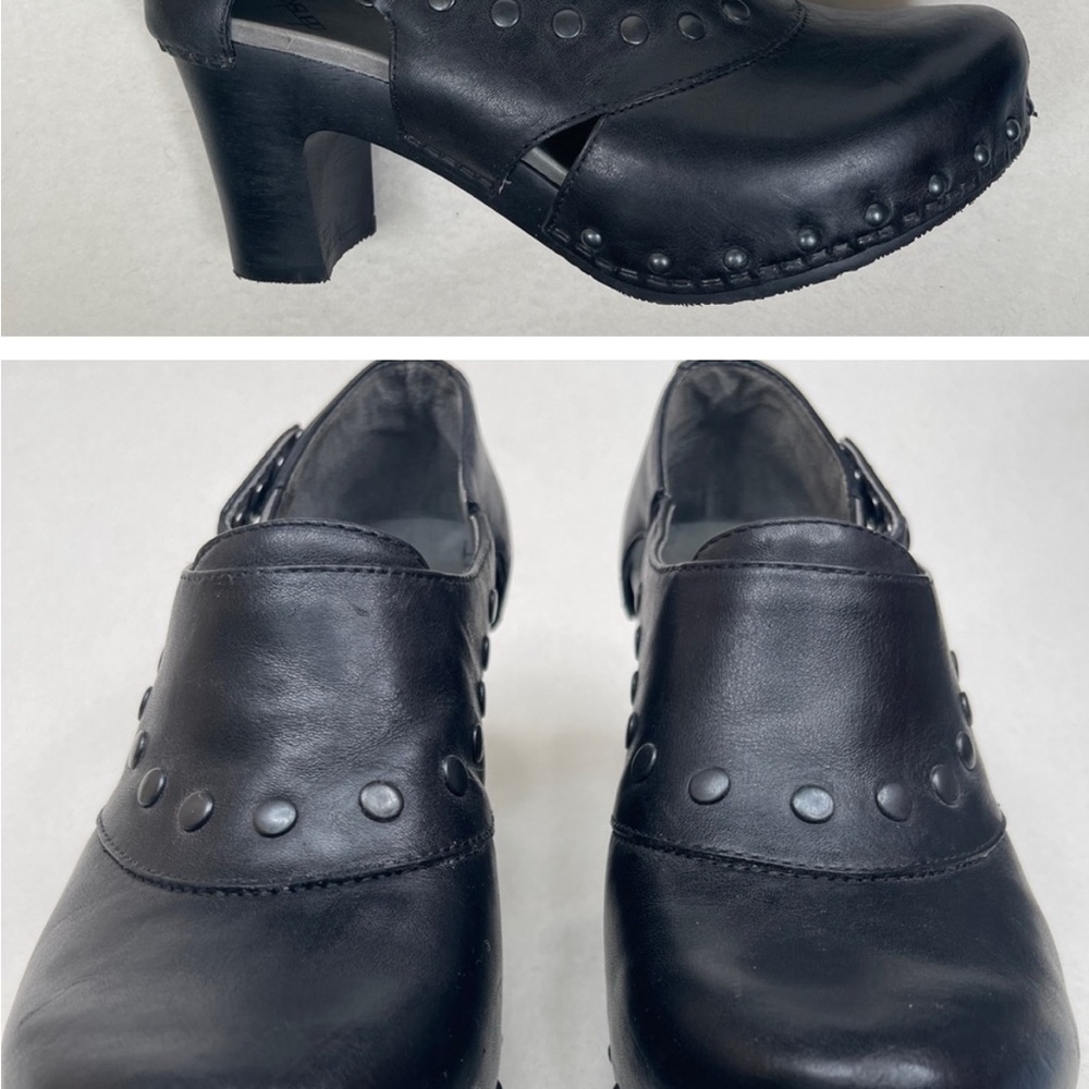 Dansko “Ryder” Black Studded Leather Clog Heels - Picture 2 of 2